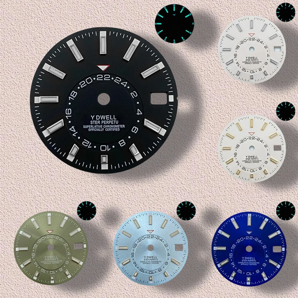 

28.5mm S Logo New Sunburst Dial Fit NH35/NH36/4R/7S Japanese Movement Green Luminous High-Quality Watch Modification Accessories