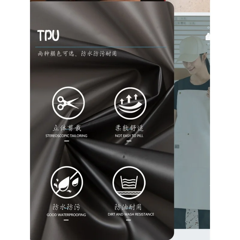 Tablier transparent imperméable en TPU pour femme, couvre-vêtements de travail universels pour salle à manger, restaurant, cuisine, hôtel, cuisine