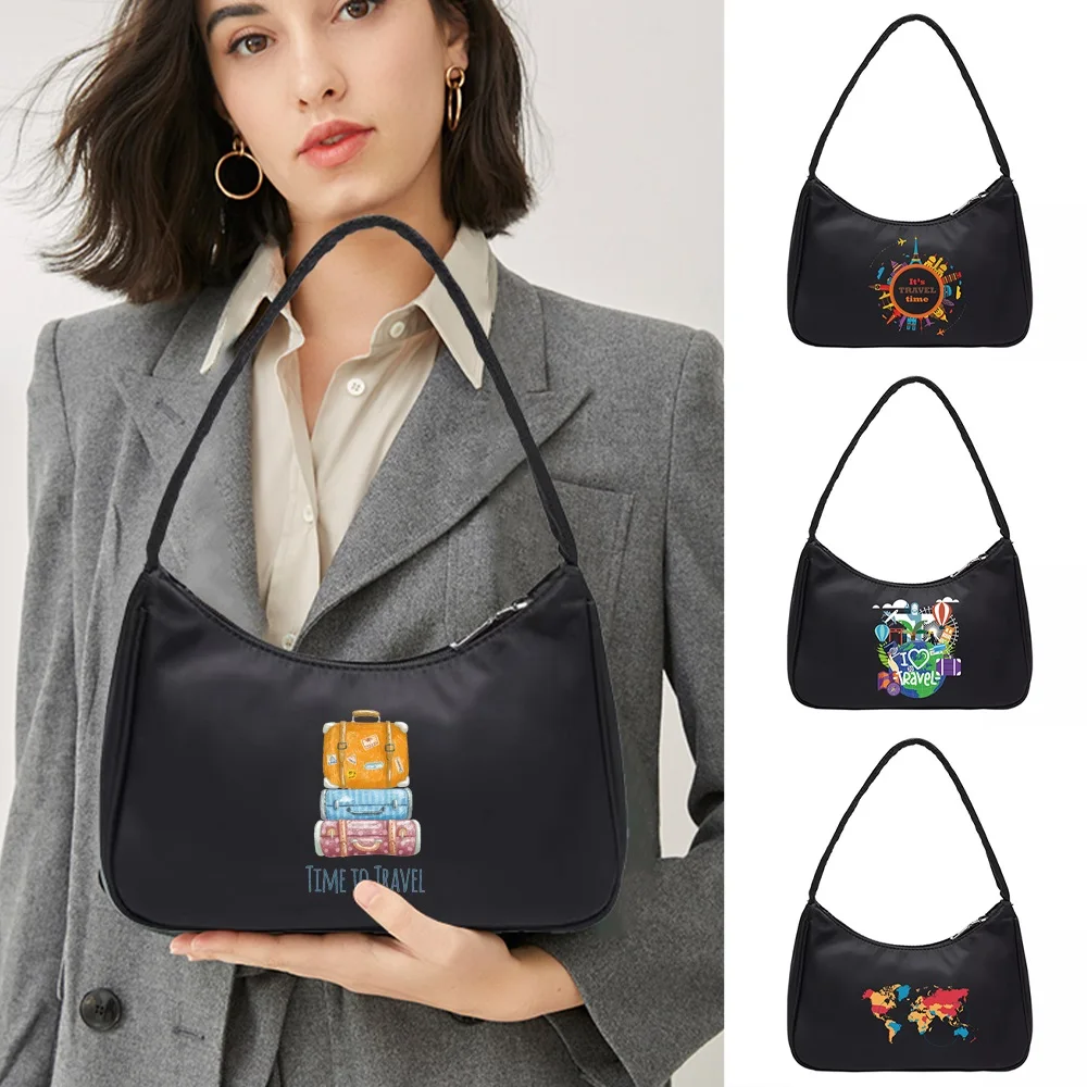 Women Luxury Handbag Underarm Shoulder Bags Global Travel Print Pattern Design Totes Coin Purse Pouch Organizer Hobo Shoulder