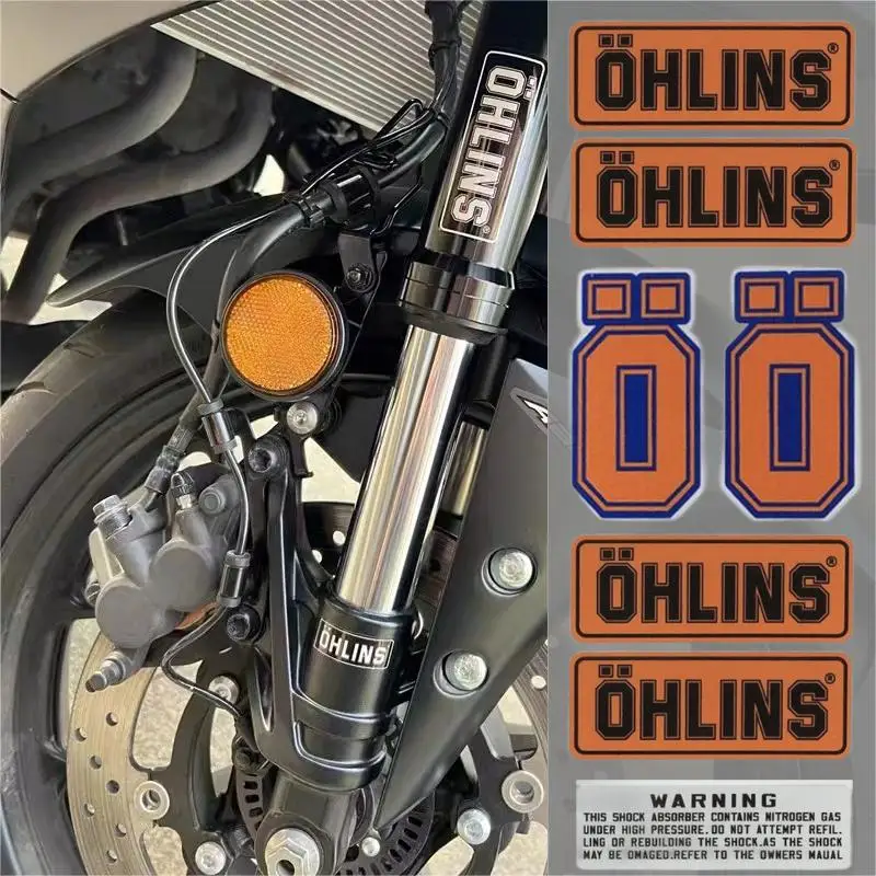 Reflective and Colorful OHLINS Shock Absorber Universal Sticker Motorcycle Waterproof Decoration Special Front Axle Accessories