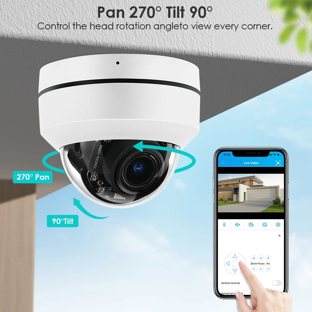 BESDER 8MP HD PTZ IP Camera Infrared Night Vision 5X Optical Zoom 48V POE 5MP Home Security Video Surveillance Camera