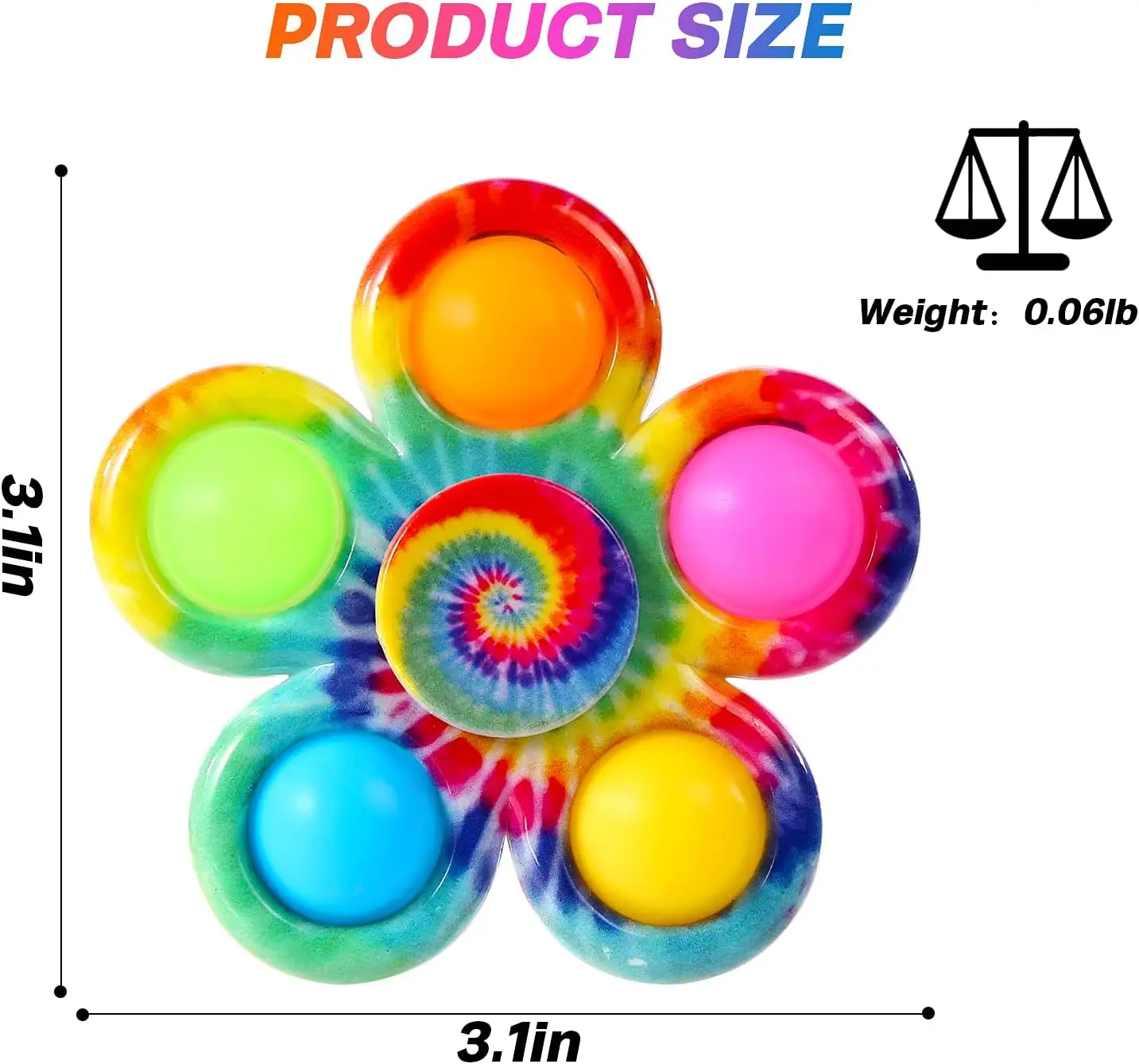 Fidget Spinner sensoriel Pops, jouets pour doigts, teinture par nouage, bulle de poussée Simple, Spinner à main pour tdah, autisme, anxiété, soulagement du Stress, Gifs