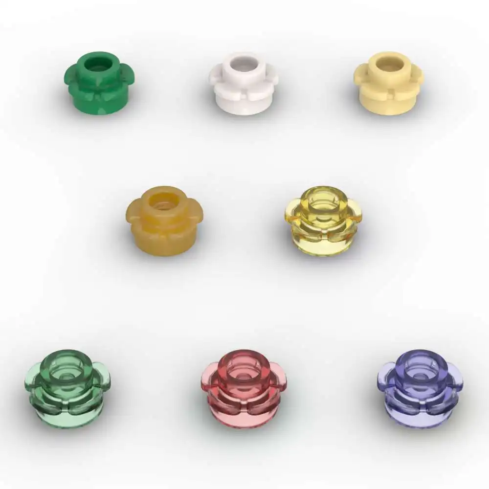 MOC 10PCS Flower Edge With 24866 Round 1x1 Building Blocks Plate 5 Petals Replaceable Brick Toys Adult Especial Holiday DIYGift