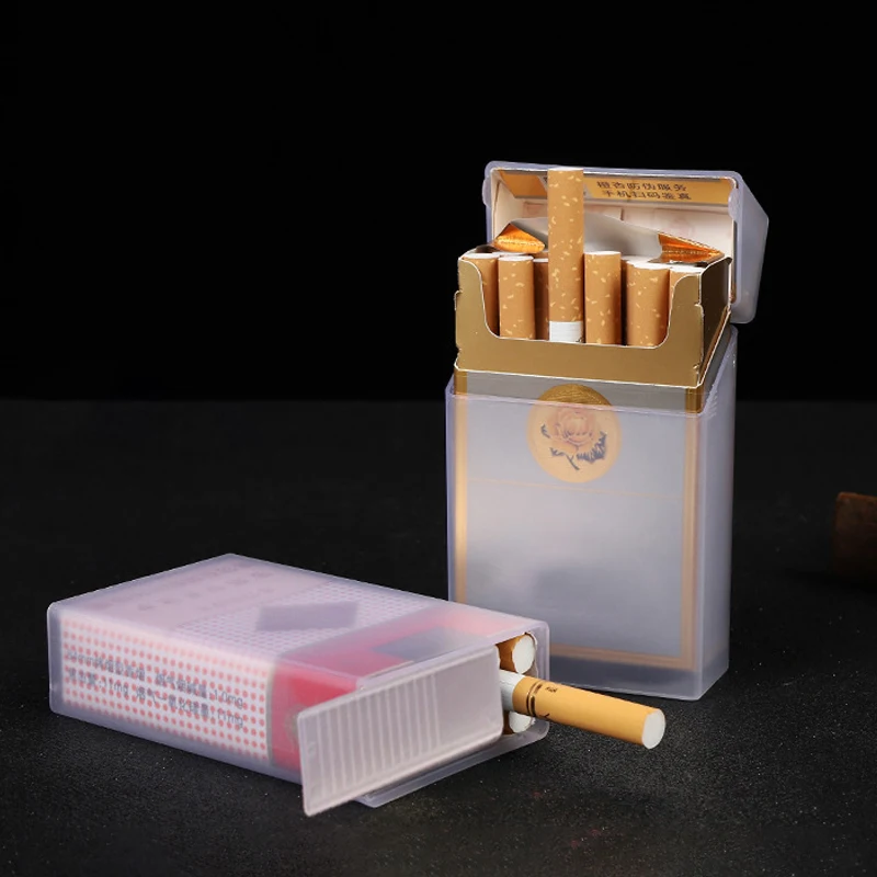 Transparent Plastic Cigarette Storage Box Flip-top Moisture-proof Cigarette Packet Small Cards Classification Box Organizer