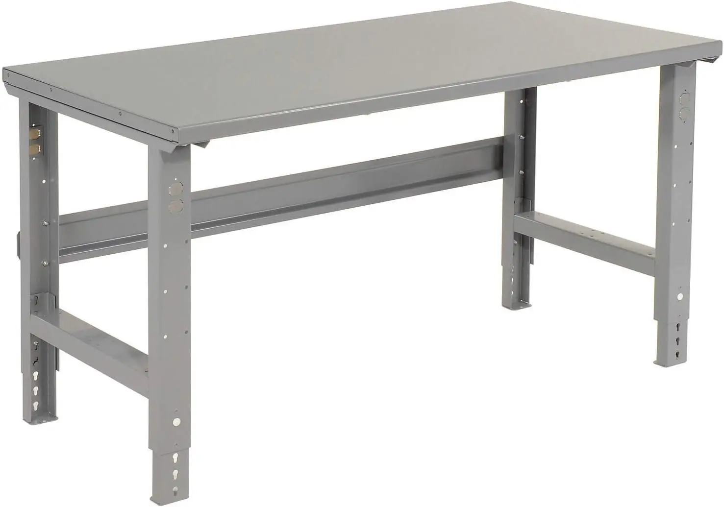 Adjustable Height Workbench C-Channel Leg, 48" W x 30" D, 1-3/4" Steel Square Edge, Gray
