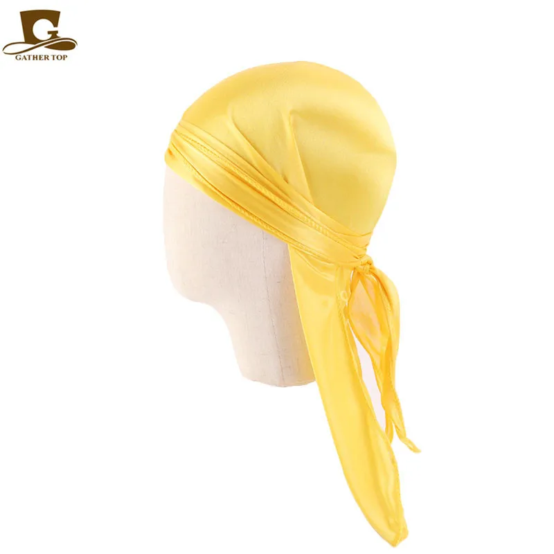 Kids Silky Durag Boy\'s Long-tailed Pirate Cap Hip-Hop Cap Bandana Turban Headwear Children Hair Accessories New Fashion