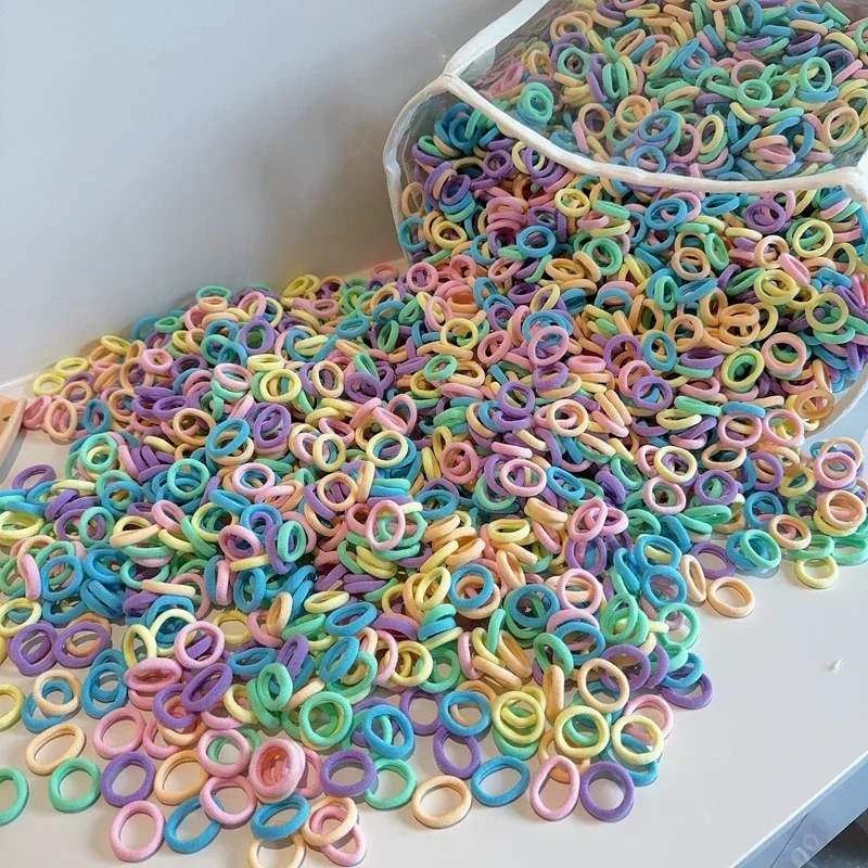 100/300 Stück Haarbänder für Mädchen, buntes Nylon, Scrunchie, Haargummis, Gummiband, Kinder, elastisches Haar, Ligen, Mädchenhaar, Amagi – Detail 4