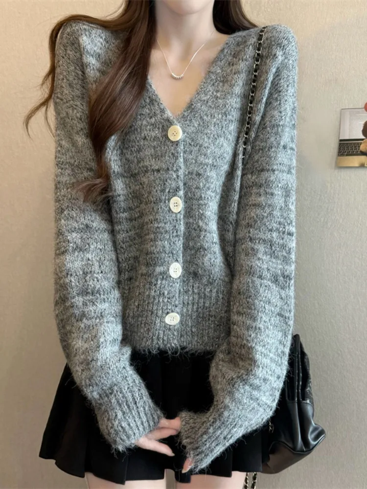 Thiened ort Sve V-Ne Mink Velvet Sweater Coat Women's Winter New Sle Red Cisas Thi Long Sve Knitted irt