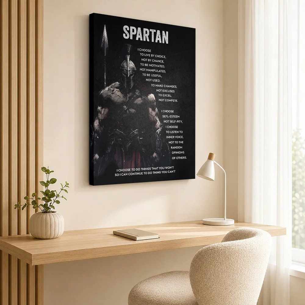 Spartan Quote Canvas Print Poster Custom Motivational Typography Canvas Wall Art for Bedroom Decor Ready to Hang Gift for Fans