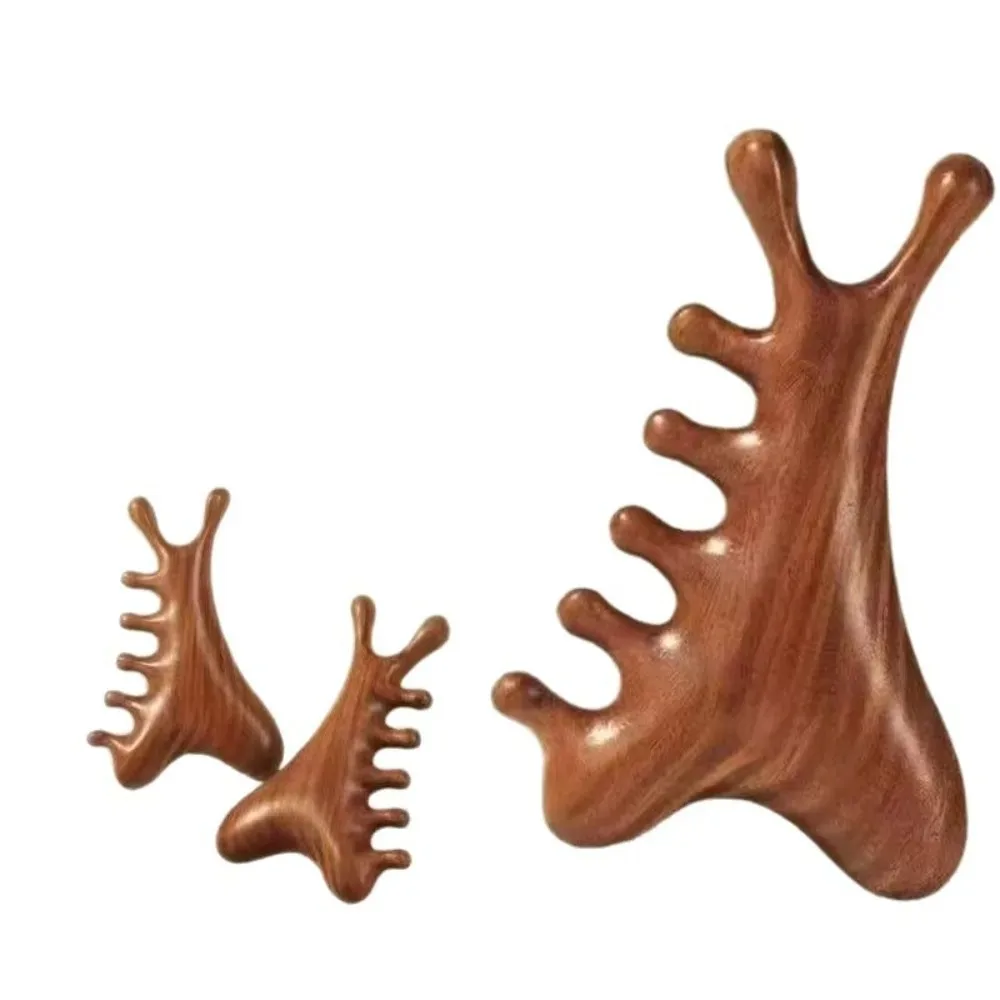 

Массажная расческа Little Monster из сандалового дерева, деревянная щетка с широкими зубьями для сухих волос, многофункциональная для массажа лица и тела