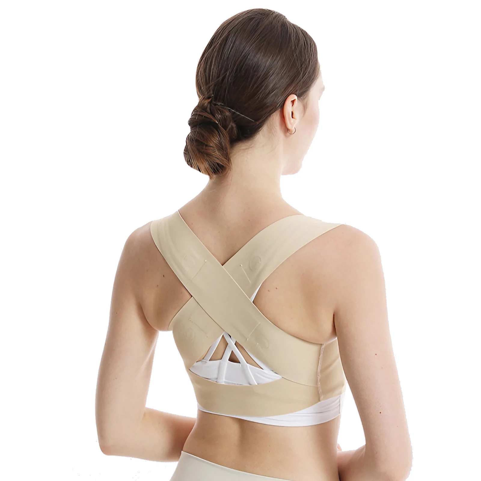 Back Pain Relief Posture Corrector for Women Adjustable Chest Support Belt with Magnetic Stones Posture Correction for Yoga Work