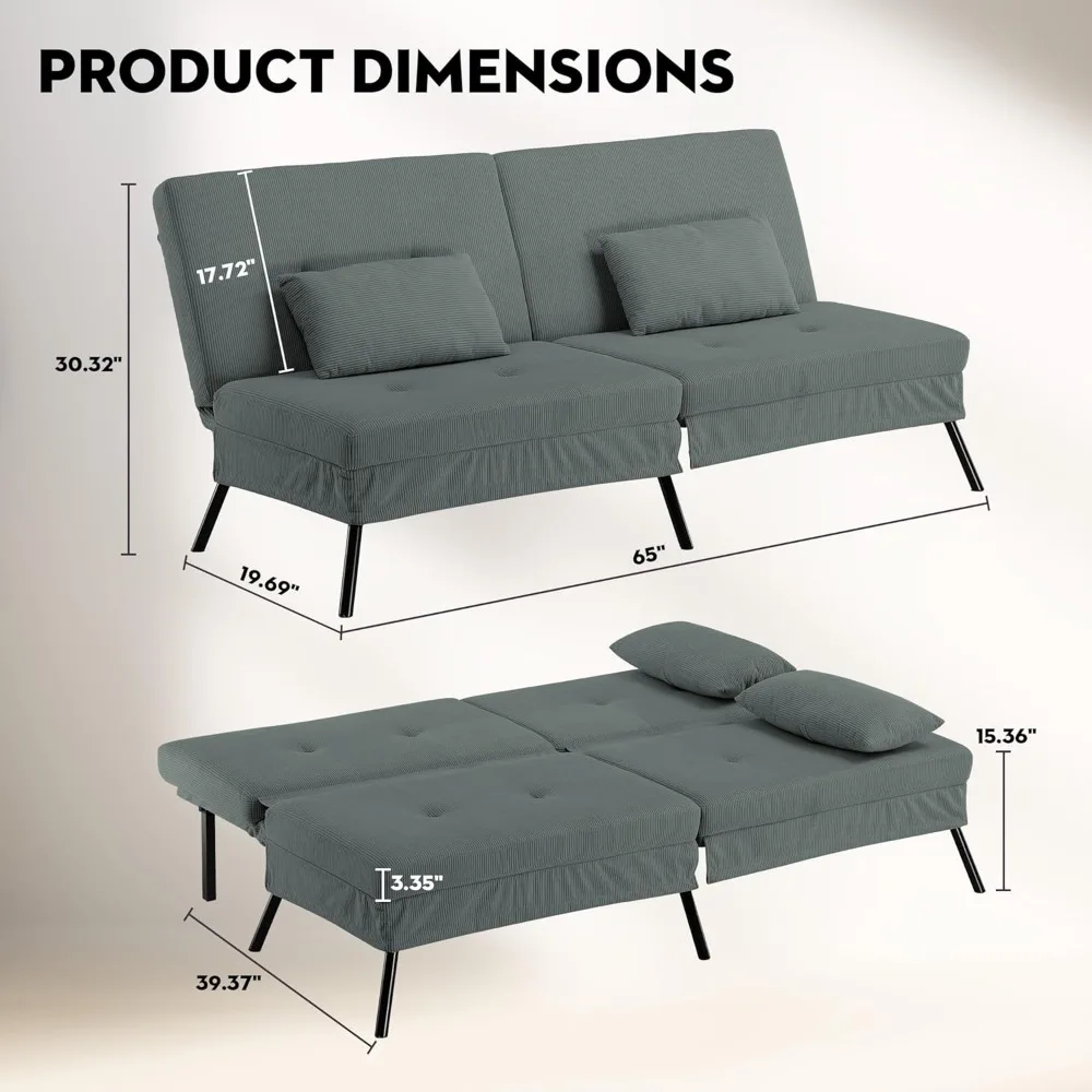 Convertible Futon Sofa Bed, 68