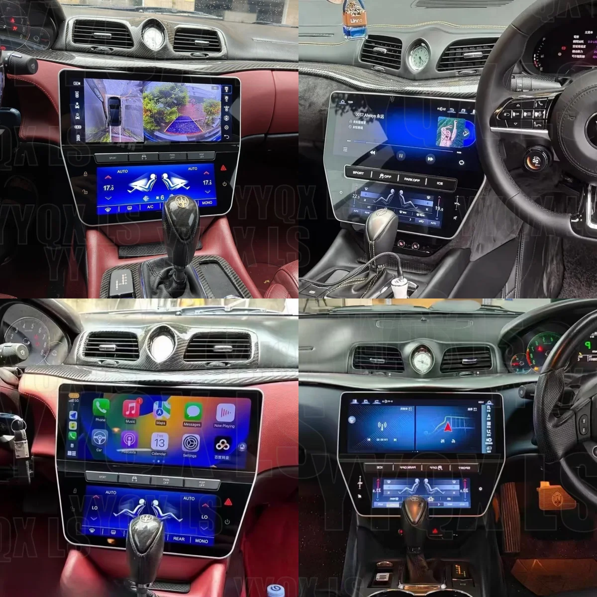 مشغل وسائط متعددة ذكي مع راديو ونظام ملاحة GPS وواي فاي 5G وكاربلاي+AUTO وأندرويد 14 لسيارة مازيراتي GT GC جران توريزمو 2007-2015