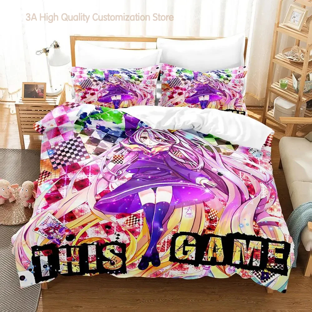 

No Game No Life Bedding Set Single Twin Full Queen King Size Bed Set Adult Boys Bedroom Duvetcover Sets 3D Anime Bed Sheet Set