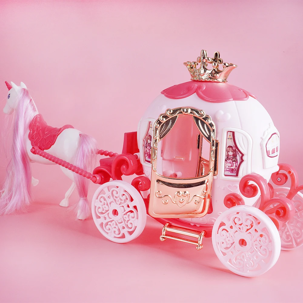 Mini carrello di zucca Principessa casa delle bambole Carrozza in miniatura Modello di mobili con luci Casa delle bambole Puzzle Accessorio da gioco Regalo per ragazza