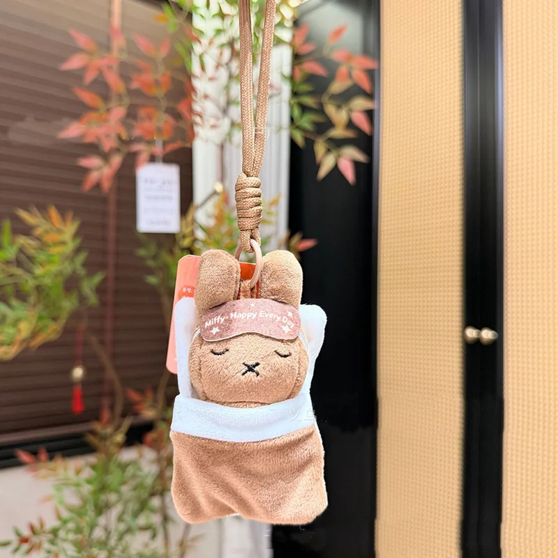 Cute Sleep Miffy Plush Keychain Cartoon Rabbit Anime Peripherals Kawaii Plush Stuffed Doll Car Backpack Decoration Friend Gift