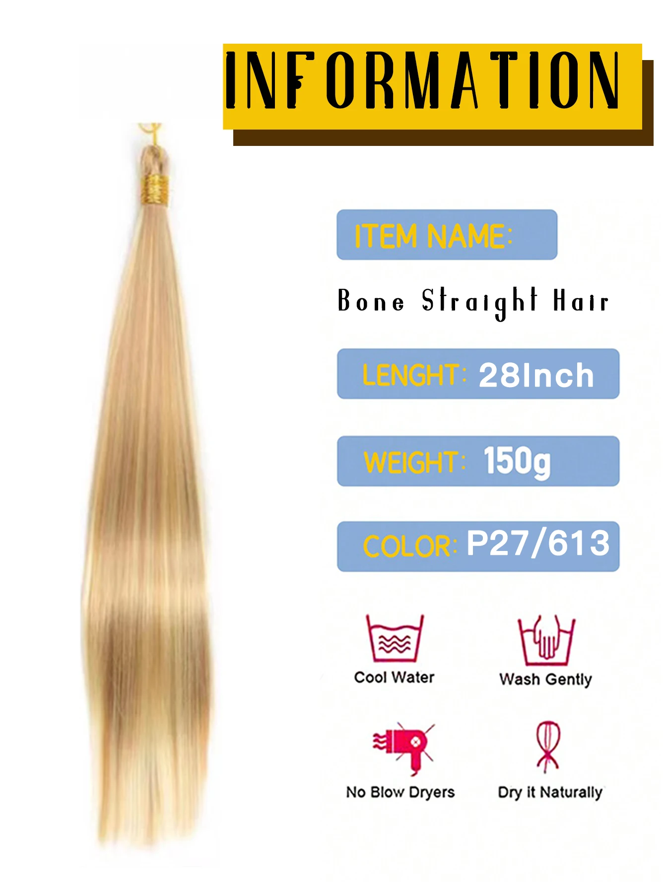 Bone Straight Hair Extensions Extra Long 28 Inch Synthetic Pre-Stretched Braiding Hair Crochet Braids Bundles Women's Daily