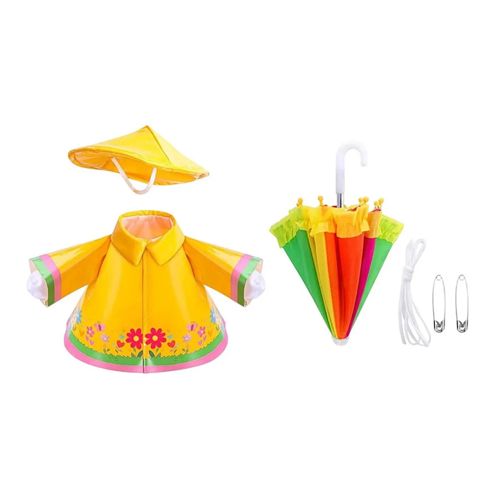 Charming Yellow Raincoat Raincoat Porch Goose Outfits For 23-inch Lawn Geese With Umbrella & Hat Set Garden Decoration