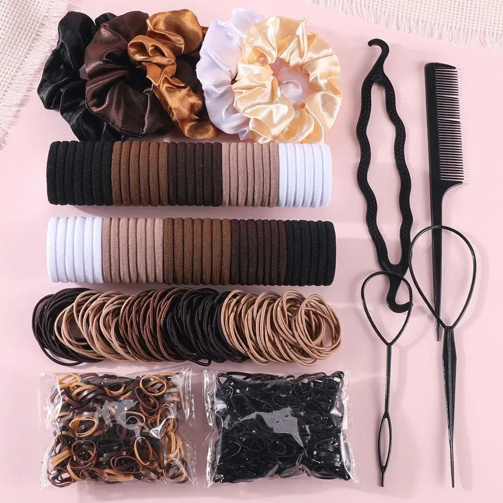

1109 шт., резинки для волос в корейском стиле, резинки-простые свежие резинки для волос для женщин и девочек, держатели для хвостиков, аксессуары для волос