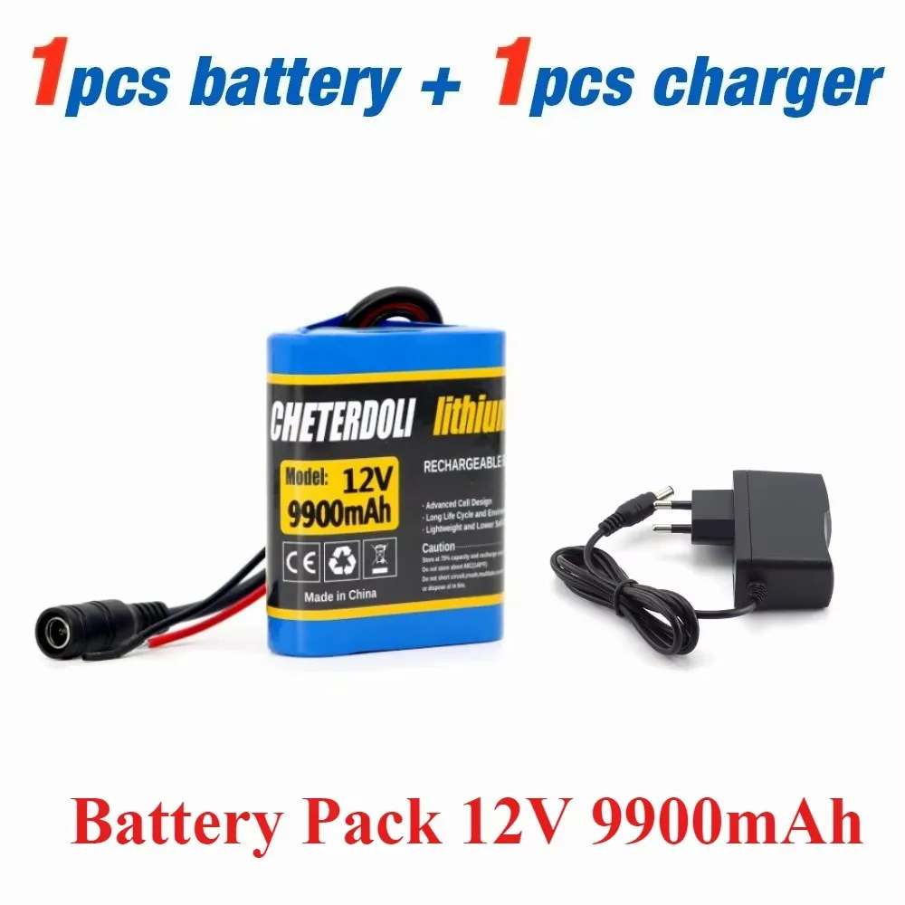 

100% New 3S1P Protection Plate12V 9.9Ah Battery Pack 12V 9900mAh 18650 Lithium ion DC 12.6V Super Rechargeable Battery + Charger