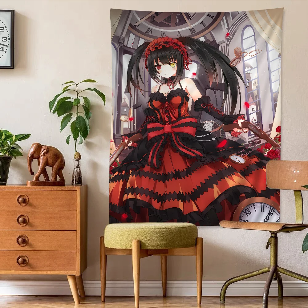 Tokisaki Kurumi Cartoon Tapestry Bohemian Wall Tapestries Mandala Wall Hanging Sheets