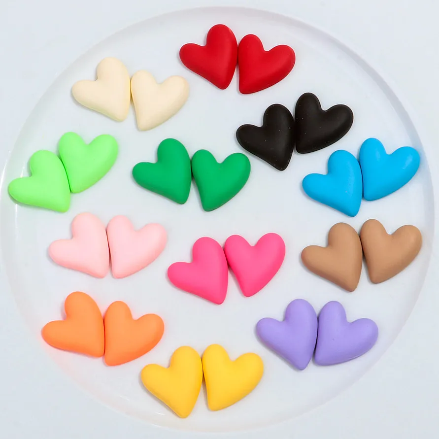 10pcs Cute Matte Acrylic Heart Bead Charms Colorful Love Pendant for Jewelry Accessories Making DIY Hairclip Earrings Wholesale