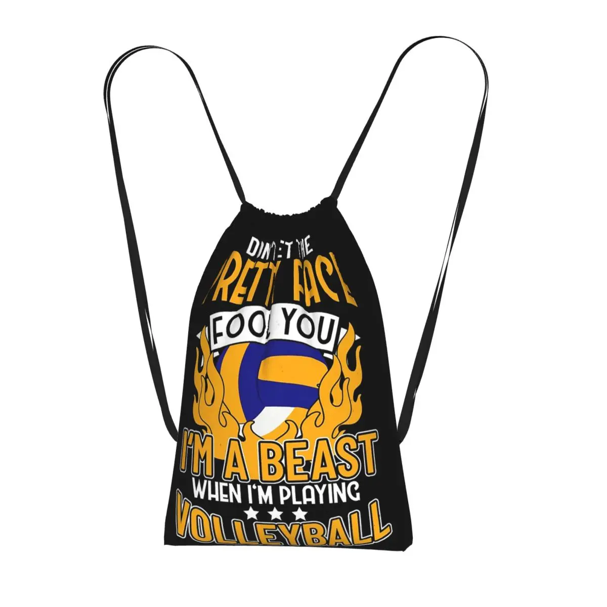 I'm A Beast When I'm Playing Volleyball Drawstring Backpack hiking cycling Bag Lightweight Storage Drawstring Bag for Men Women