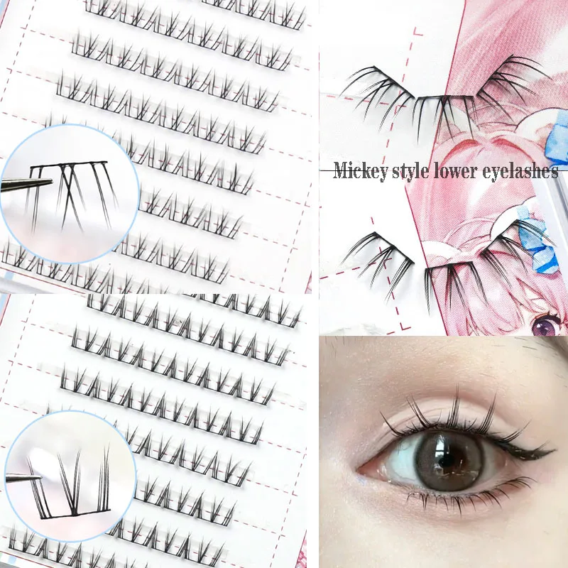 8 Rows Of Individual Natural Lower Lashes Easy Grafting False Eyelashes Eye Eyelash Makeup Extension Tools