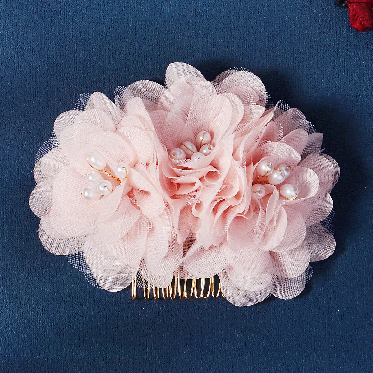 Pink Princess Flower Hair Comb New Bridal Toast Insert Comb Headpiece Elegant Princess Style Hair Clip for women