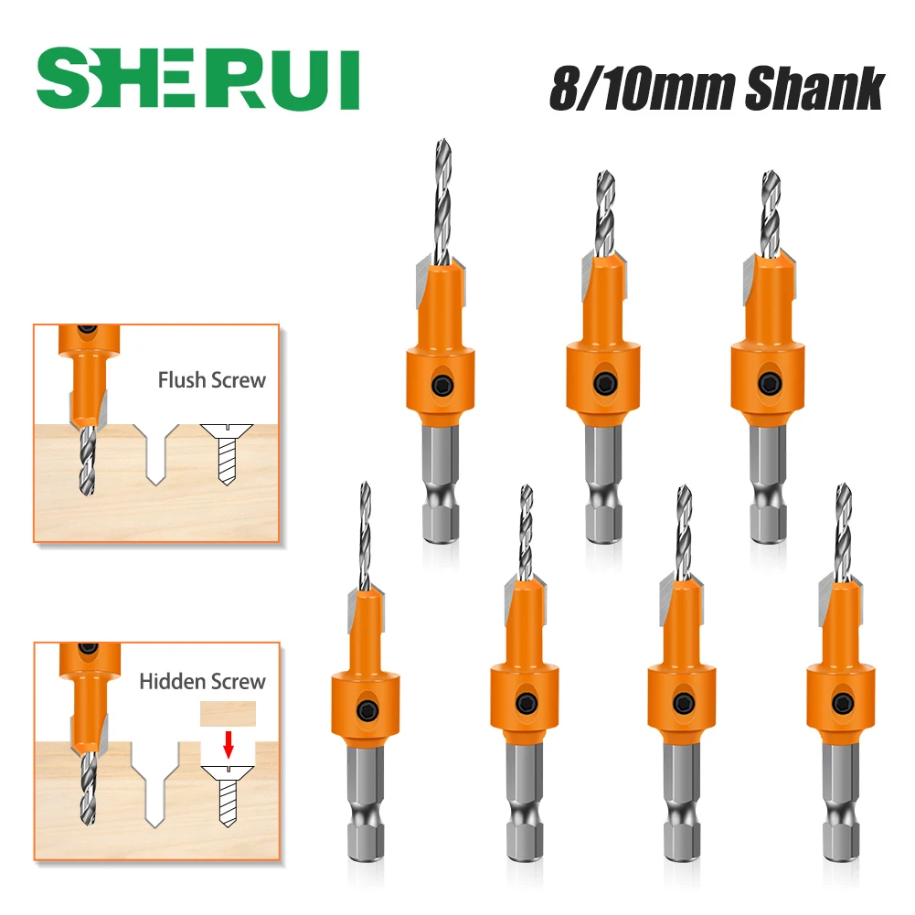 Hex Shank HSS  Woodworking Countersink Router Bit Set Screw Extractor Remon Demolition for Wood Milling Cutter