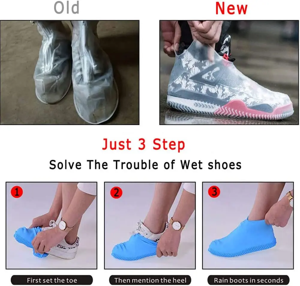 Silicone WaterProof Shoe Covers Unisex Shoes Protectors Reusable Non-Slip Rain Boot Overshoes Walking Shoes Accessories