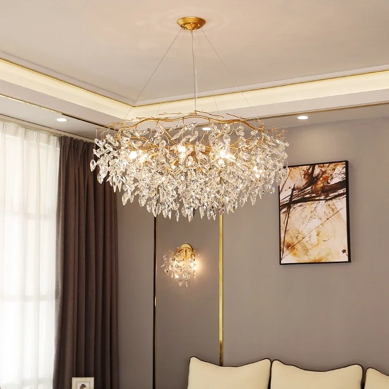 Designer Branch Shape Crystal Pendant Chandelier For Indoor Home Decoration Living Room Hall Luxury Lobby Lighting Fixtures