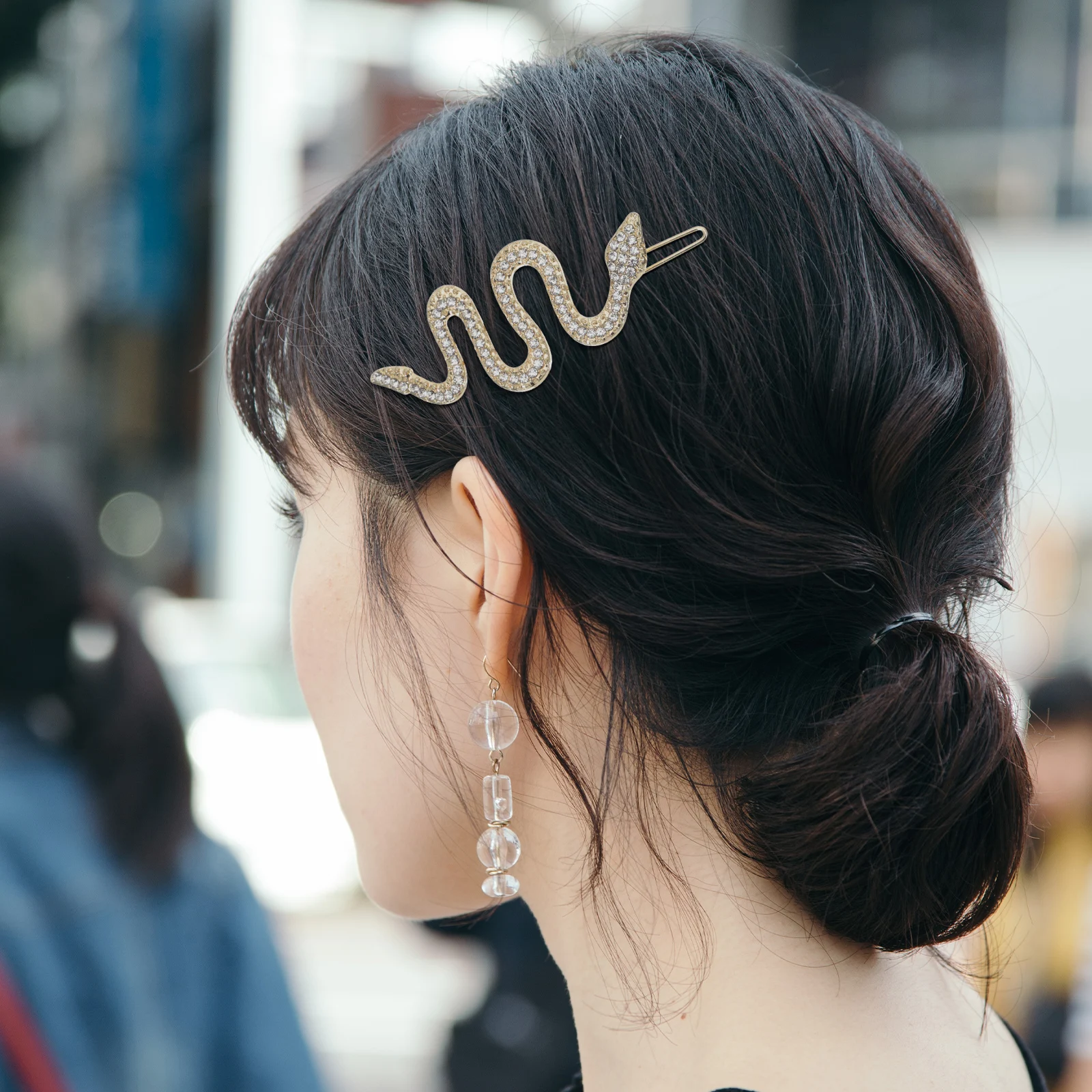 

4pcs Snake Shaped Hair Clips Rhinestone Alloy Gold Silver Color Bangs Clips Exquisite Daily Accessories Special Occasions Retro