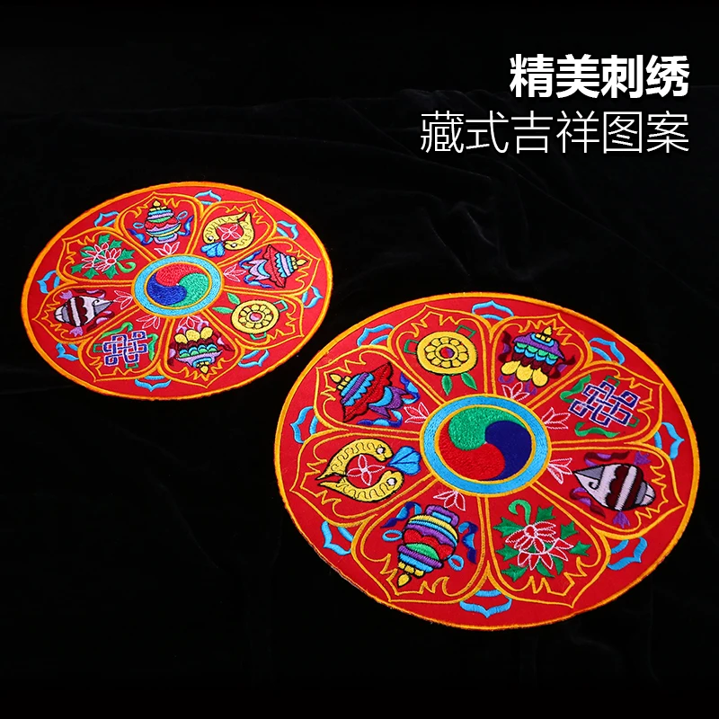 Tibetan Ornaments Nepal Hand-Embroidered Non-Slip Round Buddha Cushion Vajra Collar Wooden Pestle Mat