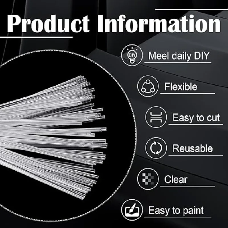 200Pcs Clear Acrylic Rods 2mm, 3mm,4mm Dia. Acrylic Dowel Rod Plastic Cake Topper Sticks for DIY Crafts Party Decor Gardening