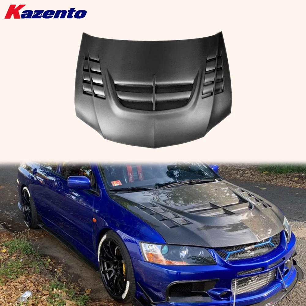 

For Mitsubishi Evolution EVO 7 8 9 2001-2007 Matte Carbon VTX Front Vented Hood( Ocean freight is favorable, welcome to inqury)