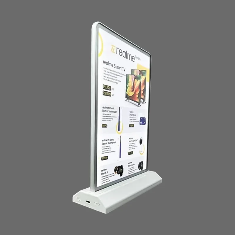 Table stand ultra-thin rechargeable double-sided LED advertising highlight light box tempered glass bar desktop poster display