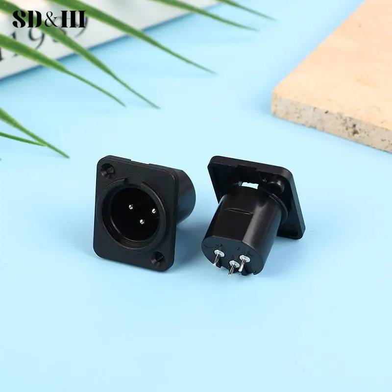 Conector de enchufe de micrófono de Audio, Panel macho y hembra XLR de 3 pines, pata recta, asiento de Karon de plástico, 1 unidad