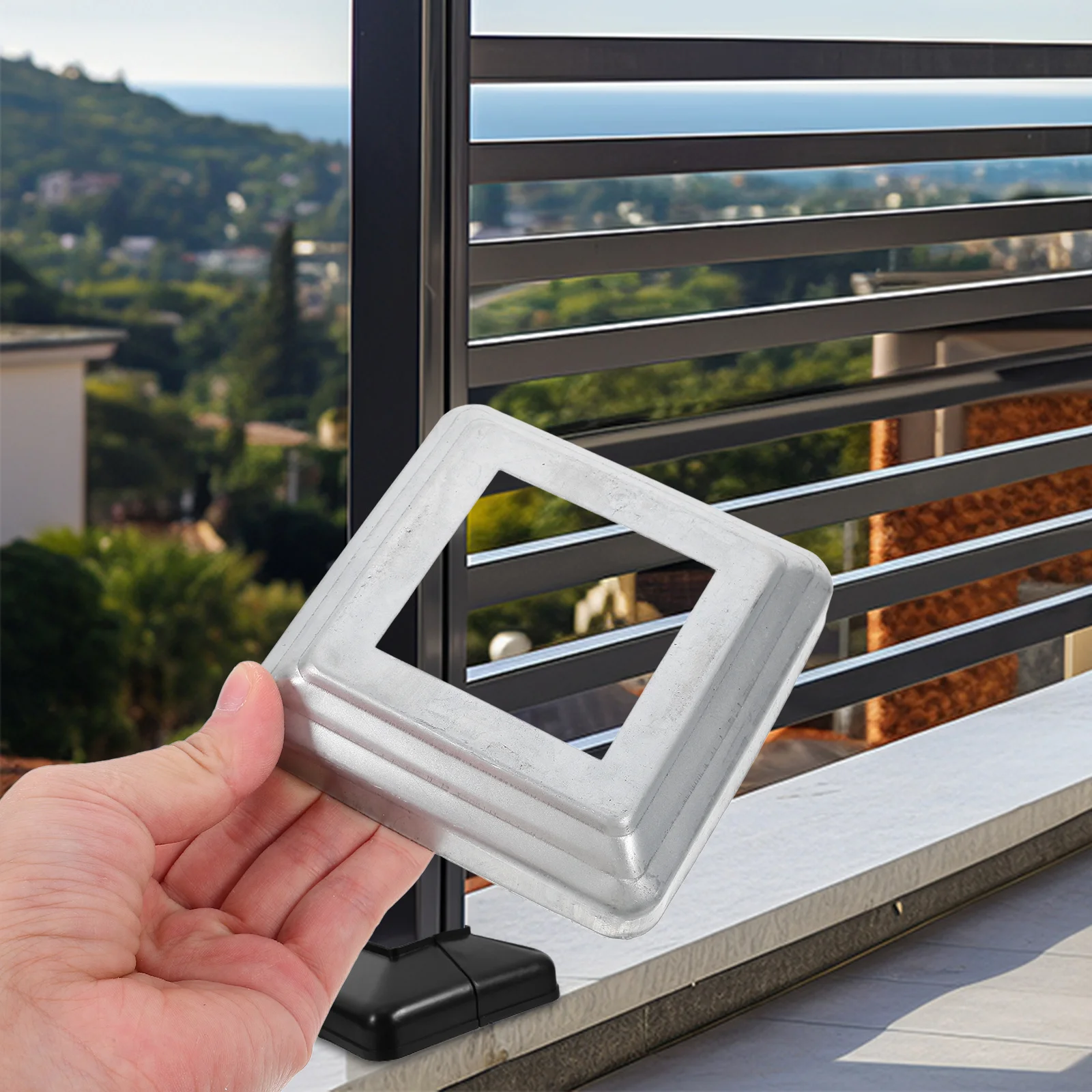 

4Pcs Metal Post Skirt Railing Column Wraps Balcony Stair Railings Durable Steel Decorative Fencing Parts Steel Post Skirt