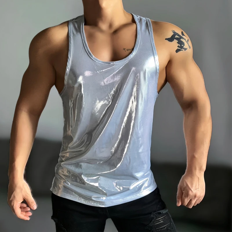 Muscular Man Gogo Dancer Costume Men Laser Vest Sexy Pole Dance Top Bar Nightclub Ds DJ Rave Outfit Stage Solo Wear XS7225