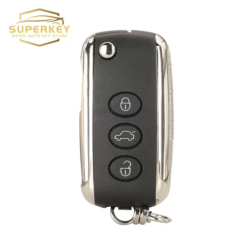 SUPERKEY 접이식 플립 원격 자동차 키 쉘 케이스, 벤틀리 물산네 콘티넨탈 허틀링 GT 플라잉 스퍼 KR55WK45032 용, 3 4 버튼