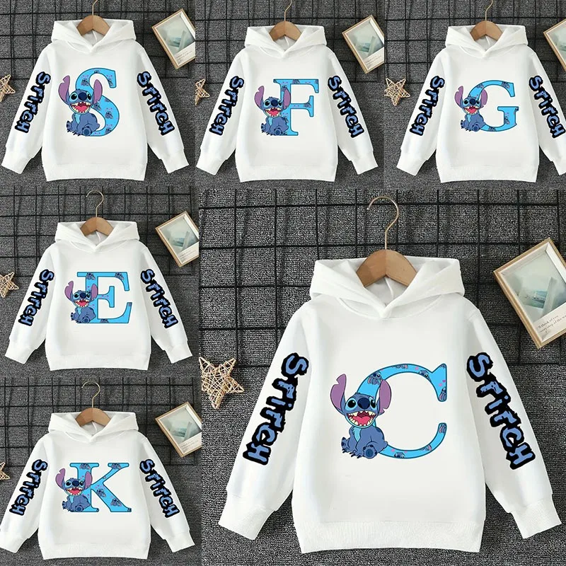 Lilo & Stitch Letter ABCD Children Hoodie Autumn Winter Hoodies Shirts Cartoons Kid Casual Clothes Girl Kids Top Boys Clothing