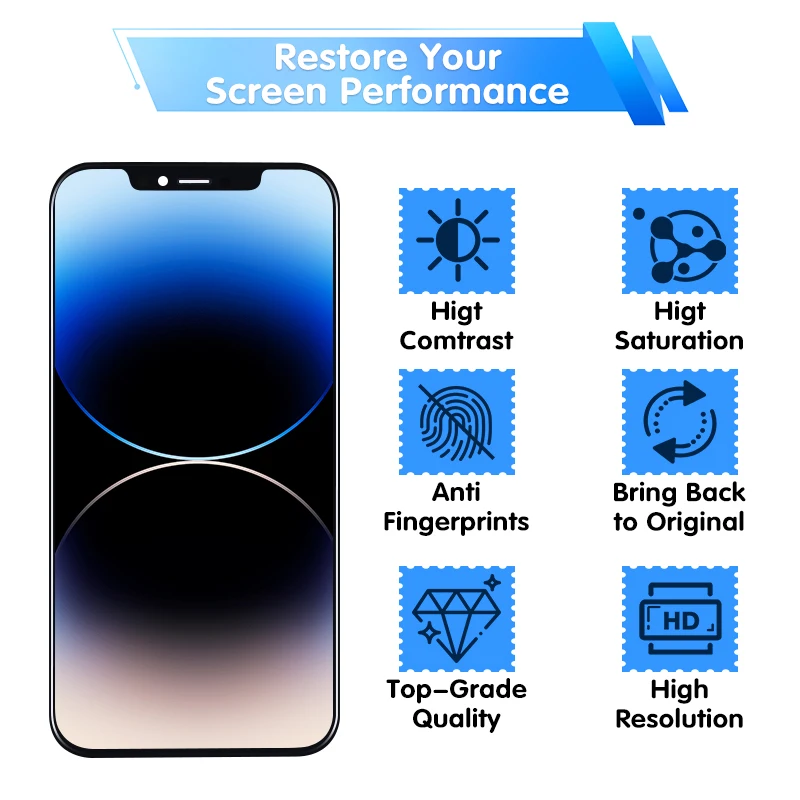 Pantalla OLED 14 para iPhone 15 con 3D Touch, pantalla para 16 Pro Max, 17 Pro Max, tono real, 14ProMax LCD 12 Incell 16 5