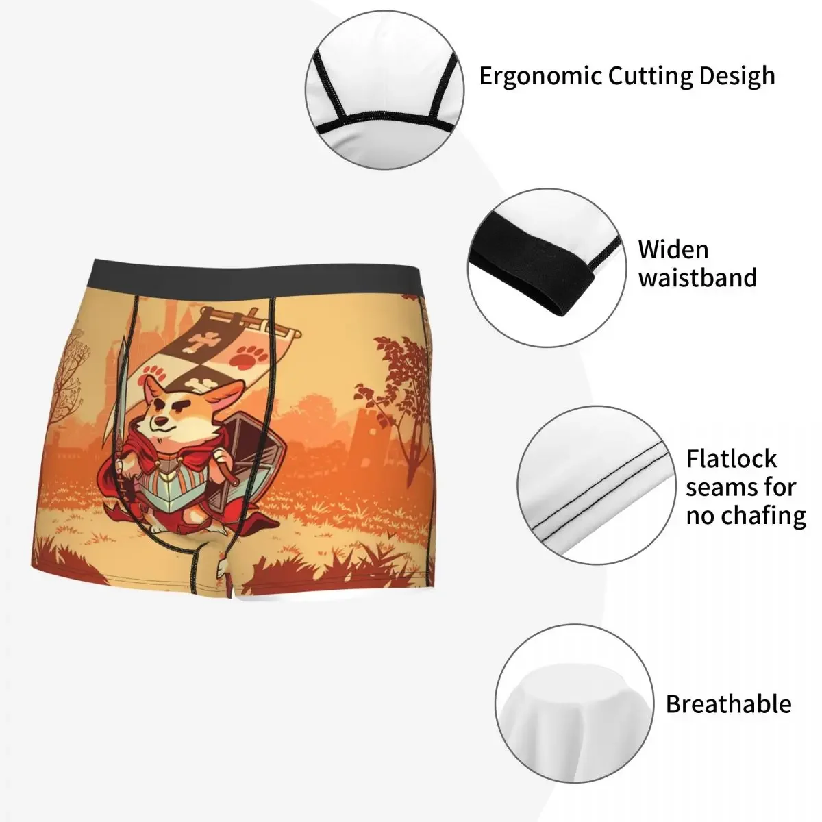 Calzoncillos de Corgi Knight para hombre, ropa interior cómoda, Calzoncillos Bóxer