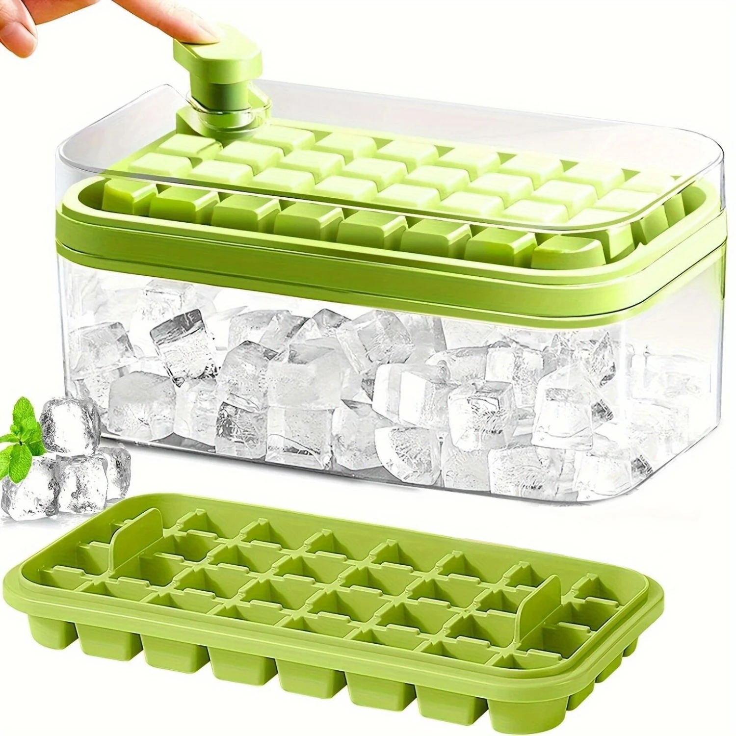 

1set 101oz Ice Cube Tray, 64 Pcs Silicone Ice Cube Tray With Lid And Case, Freezer Ice Cube Mold, Easy Release And Space Saving,