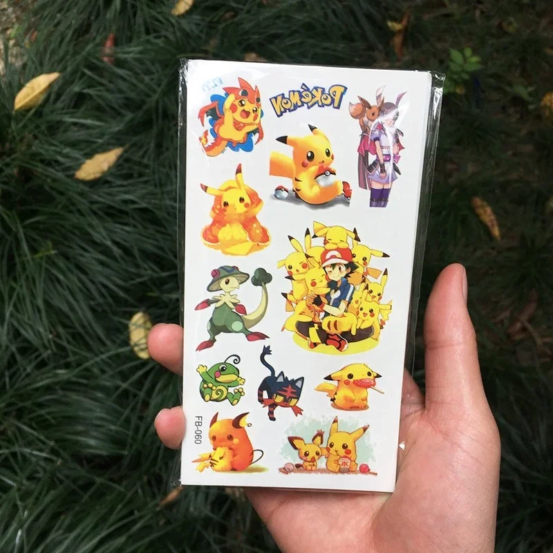 12pcs/bag Pokemon Tattoo Stickers Waterproof Cute Pikachu Sticker Funny Cartoon Kids Girls Christmas Birthday Gift Reward Toy