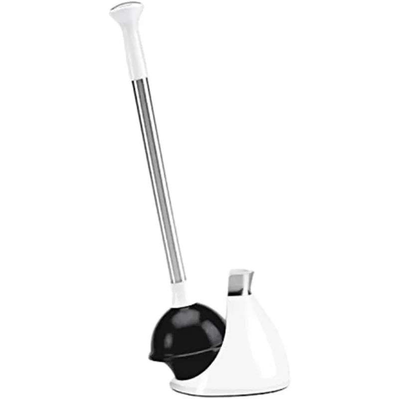 

Toilet Plunger and Caddy, Stainless Steel, White