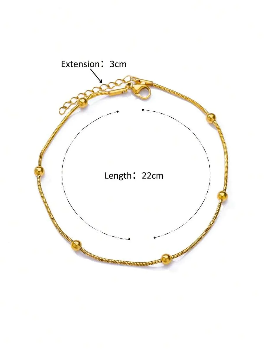 أنيقة بسيطة الذهبي الأفعى حبة سلسلة الخلخال للنساء الفولاذ المقاوم للصدأ خلخال ارتداء اليومي مجوهرات هدية لأفضل صديق