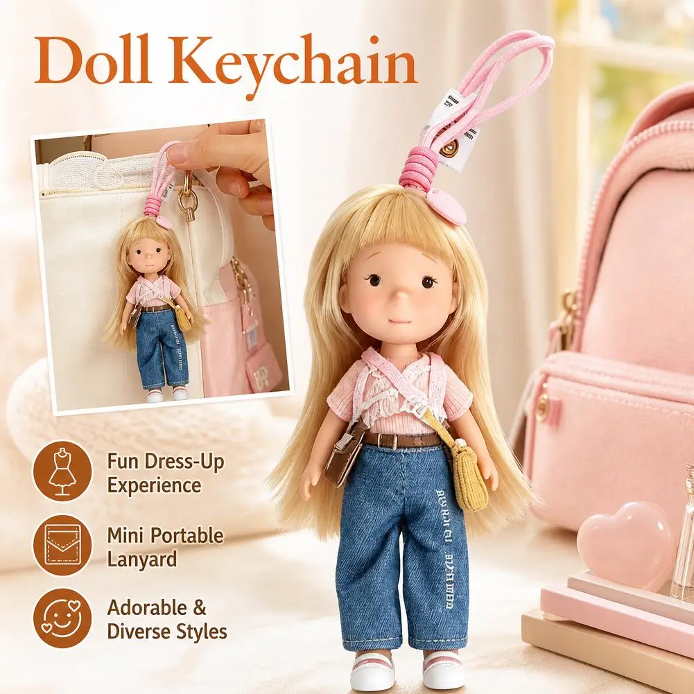 Mini Doll Key Creative Cartoon Figure Key Chain Portable Bag Decoration Accessory Cute Pendant Gift For Kids