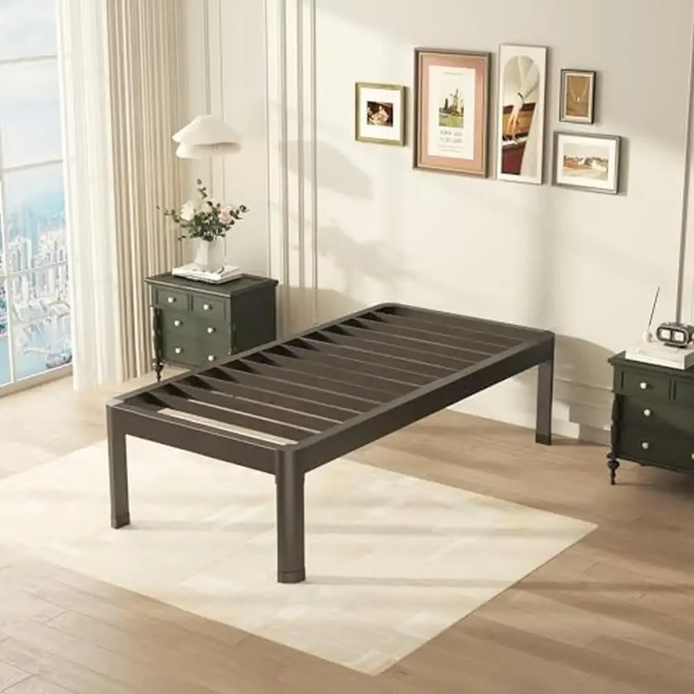 Heavy Duty Twin XL Bed Frame with Rounded Corner Edge Legs 14 Inch Tall 3500 lbs Capacity Metal Platform Bed Frame Easy Assembly